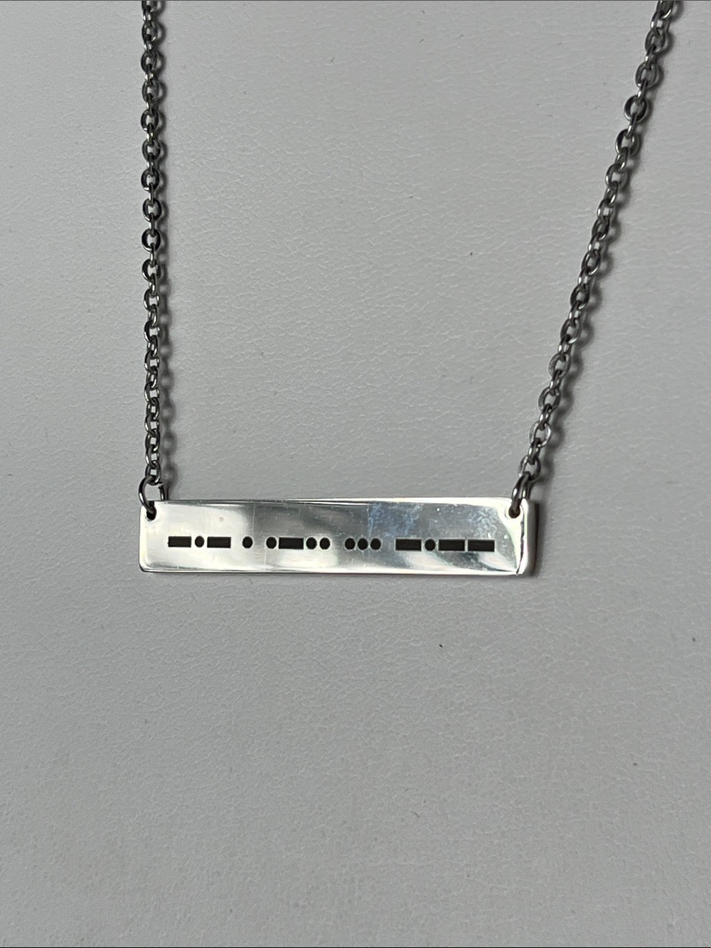 Silver Morse Code Bar Necklace - Personalized Message